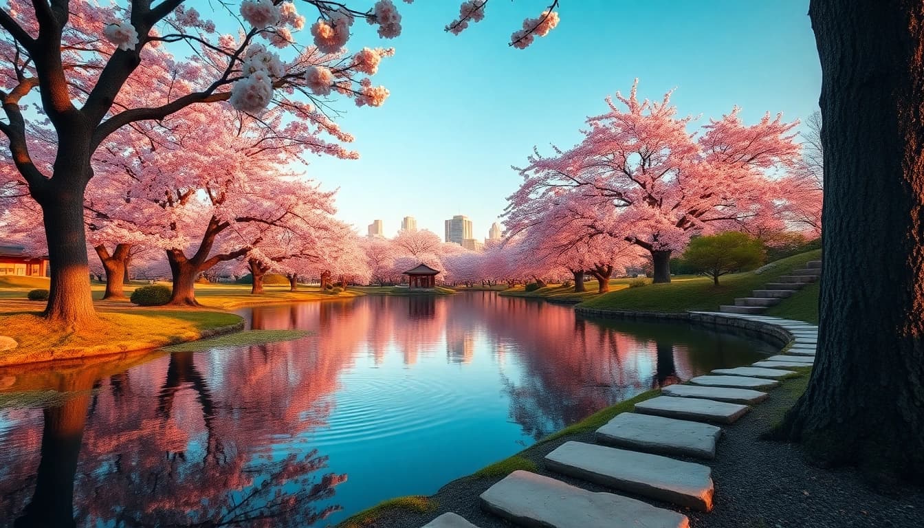 Menghadirkan suasana damai starjepang dengan taman Jepang dan kolam koi.