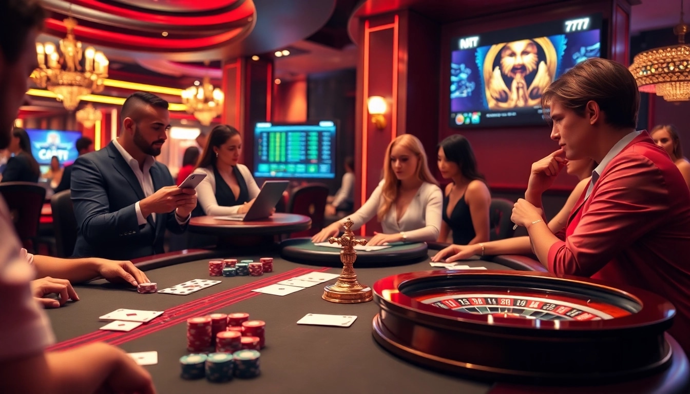 NA777 casino table with professional dealers engaging players in a dynamic gaming environment.