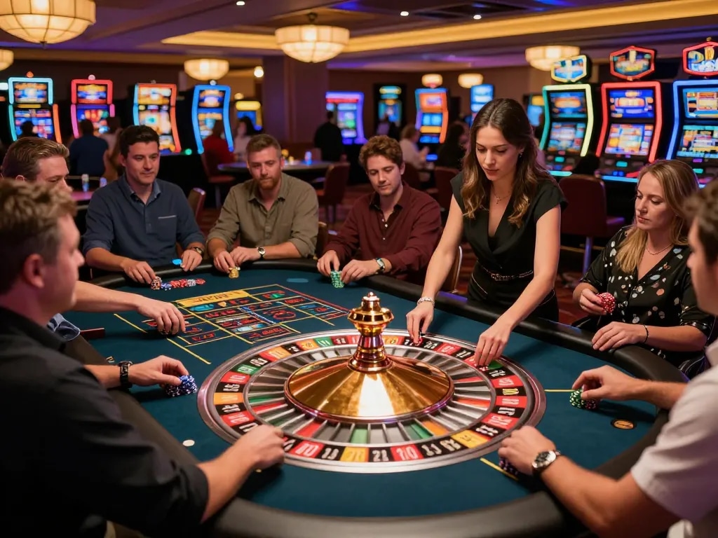 IDCASH88 roulette table action showcasing players placing bets and croupier spinning the wheel.