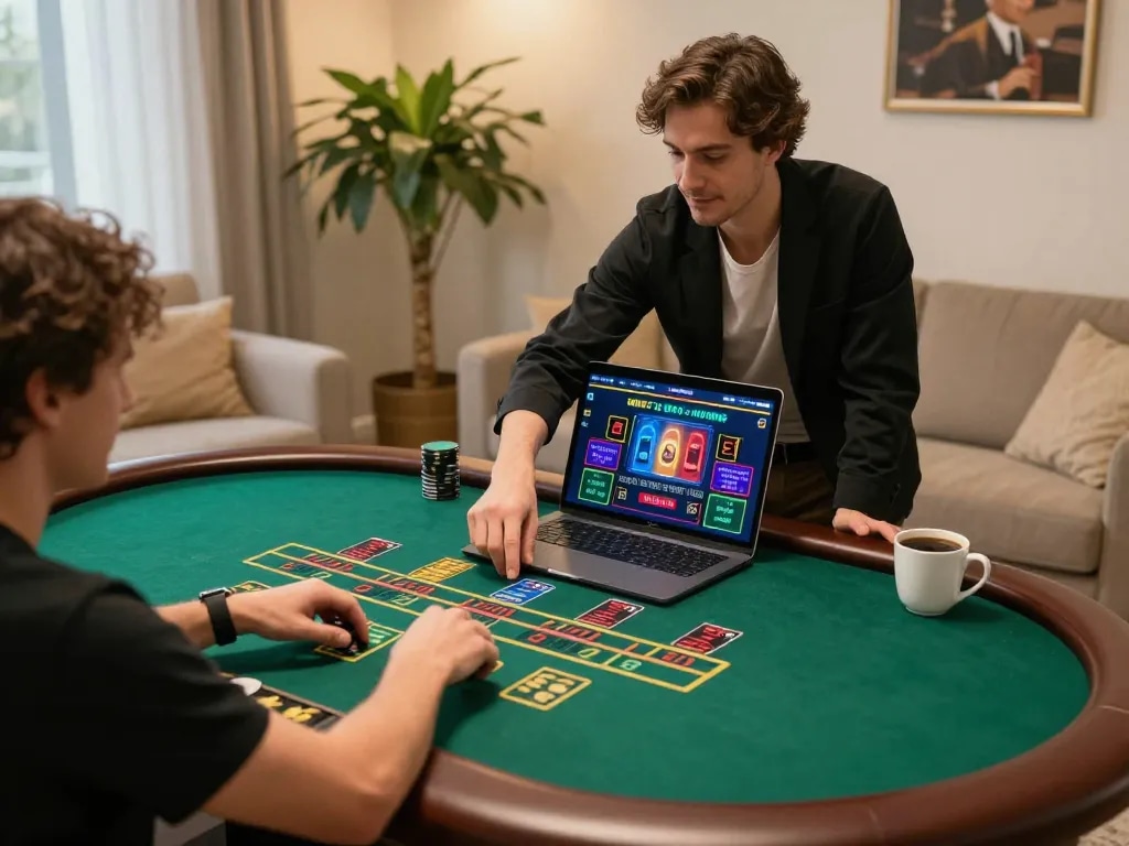 Engage with nhà cái kong88 by participating in a live online blackjack game with a laptop setup