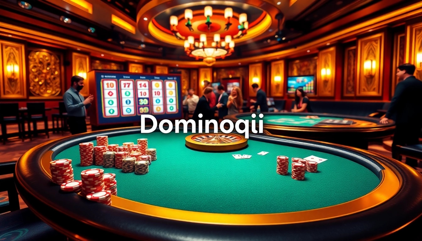 Experience the excitement of Dominoqiu with vibrant casino elements and engaging poker gameplay.