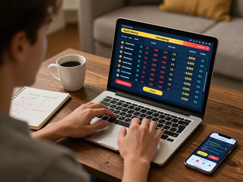 Experience the excitement of trang chủ 79king with a person engaged in sports betting at home.