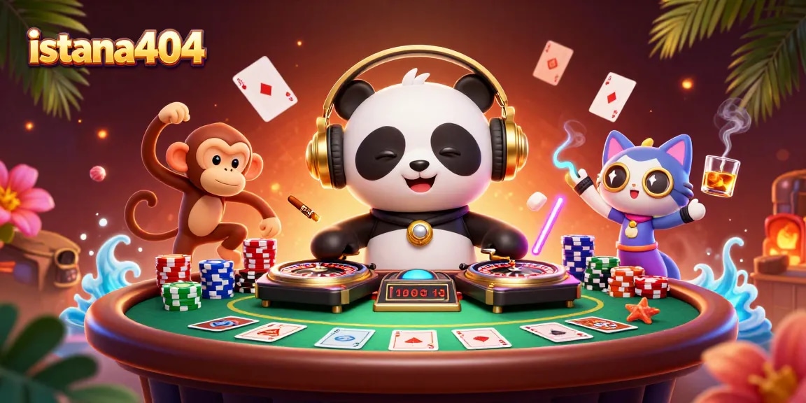 Engage in thrilling gameplay at istana404, featuring a vibrant casino scene with lively characters and rich details.
