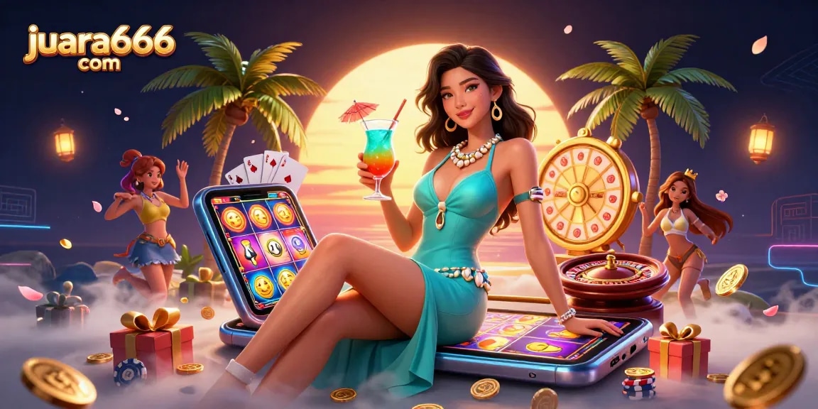 Rasakan kegembiraan juara666 com dengan elemen kasino 3D yang hidup dalam suasana tropis.