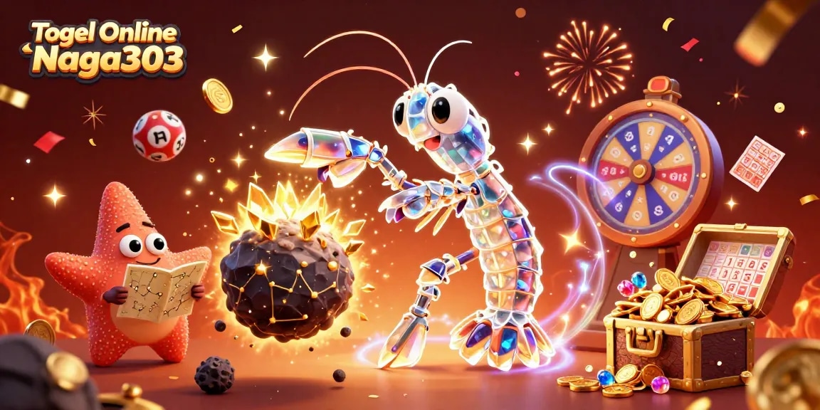 Togel Online Naga303 showcases a vibrant scene of colorful lottery elements and explosive treasures.
