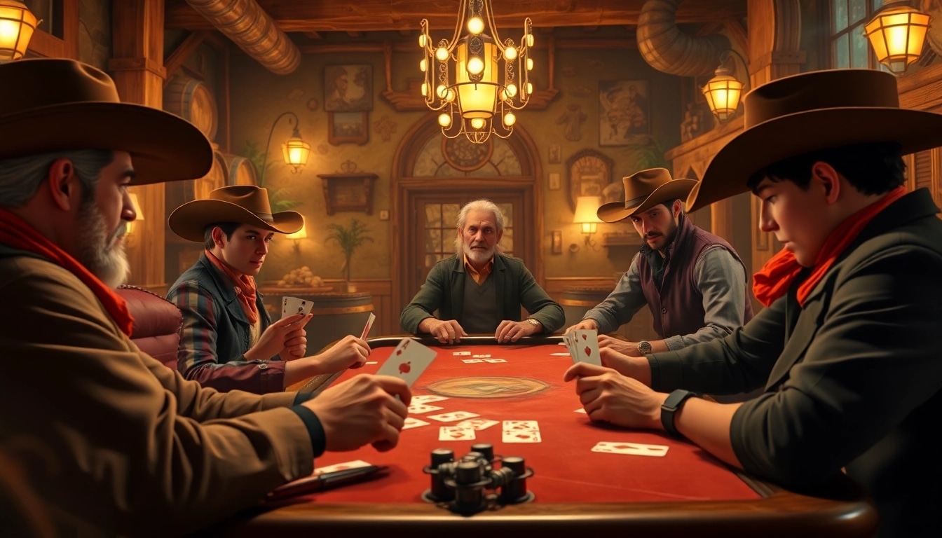 Experience the thrill of the Wild Bounty Showdown with cowboys and poker excitement.