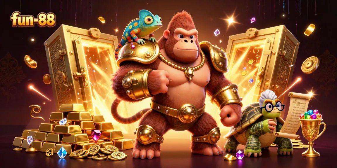 Engage with fun-88's vibrant casino world filled with treasures and strategic gaming elements.
