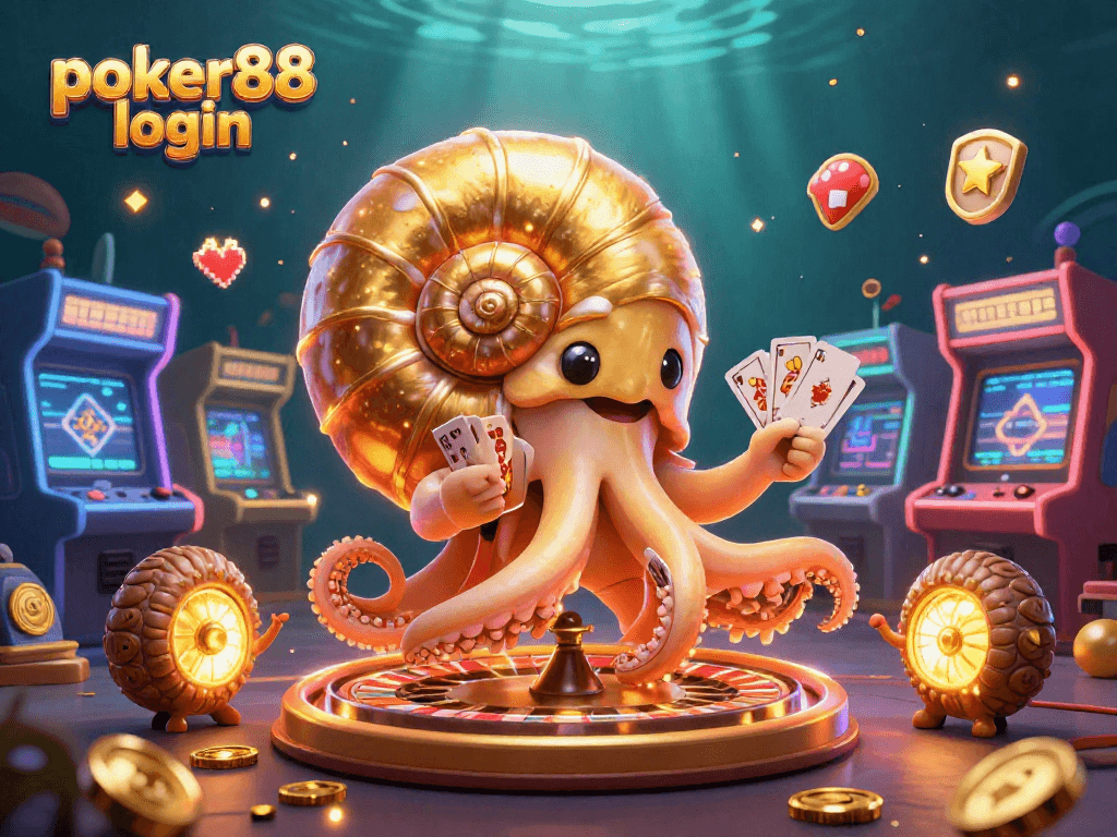 Experience poker88 login with a vibrant underwater scene showcasing a giant nautilus and glowing ammonites.