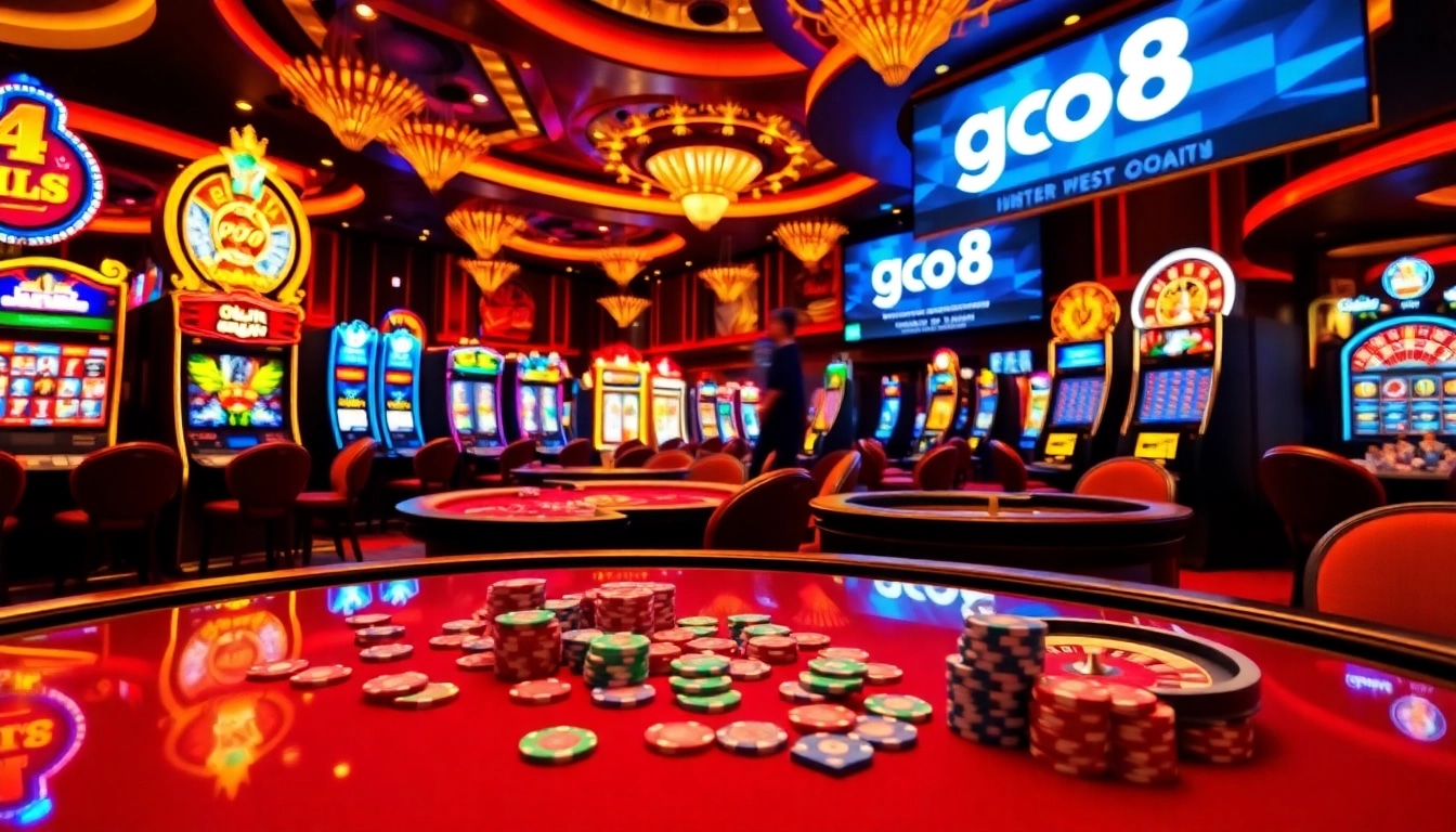 Experience go8 betting strategies with vibrant casino tables and luxurious slot machines.