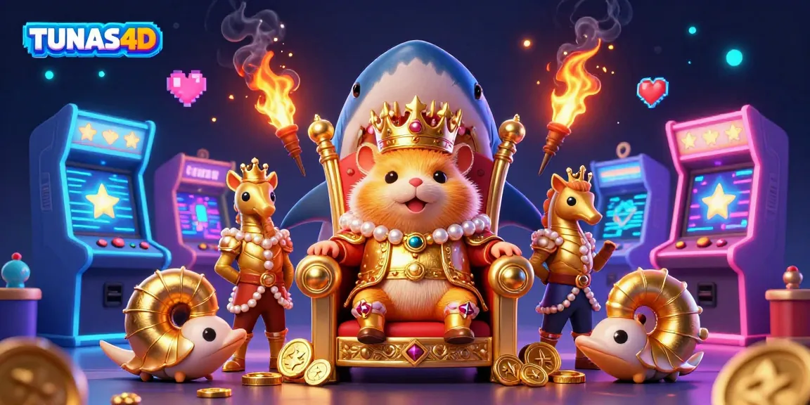 TUNAS4D invites players to enjoy an energetic gaming experience filled with vibrant characters and arcade machines.