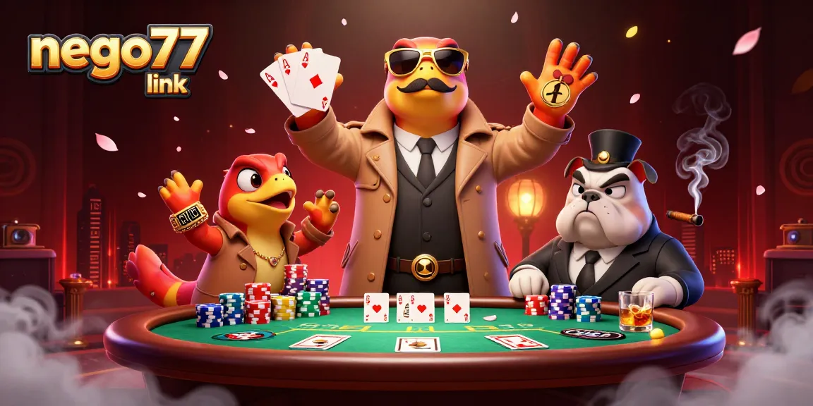 Bet on winning with this exciting scene featuring the nego77 link at a vibrant casino lounge.
