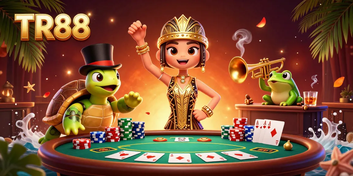 Experience the thrill of TR88 with a vibrant casino scene featuring unique characters.