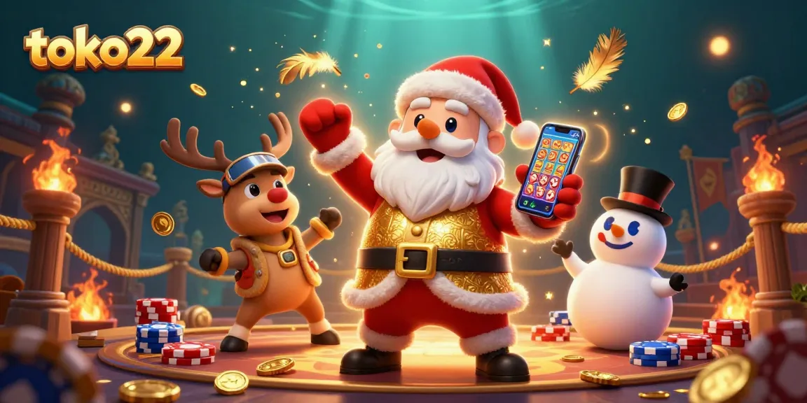 Join the fun at toko22 with Santa Claus, a reindeer dealer, and a poker chip snowman!