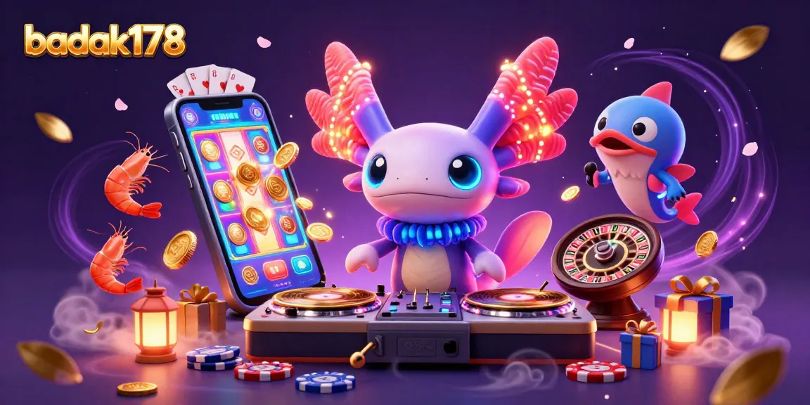 Experience badak178 with a vibrant 3D casino scene showcasing lively characters and exciting gaming elements.