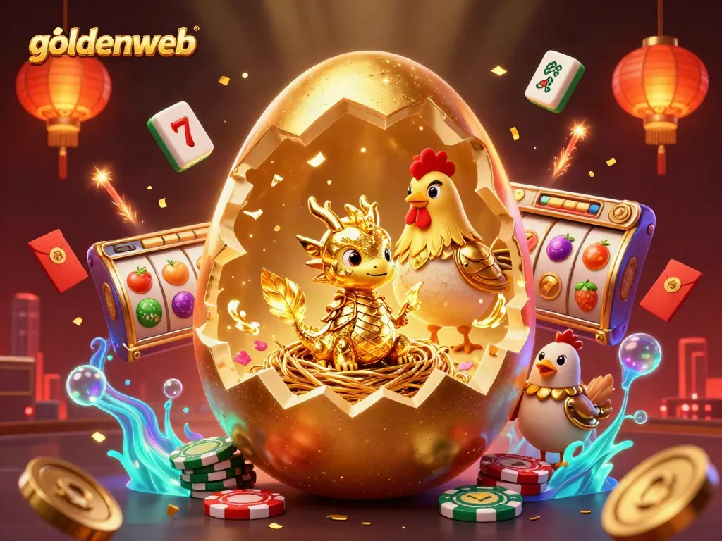 Mengguncang jackpot dengan goldenweb melalui ilustrasi kasino 3D yang penuh warna dan detail.