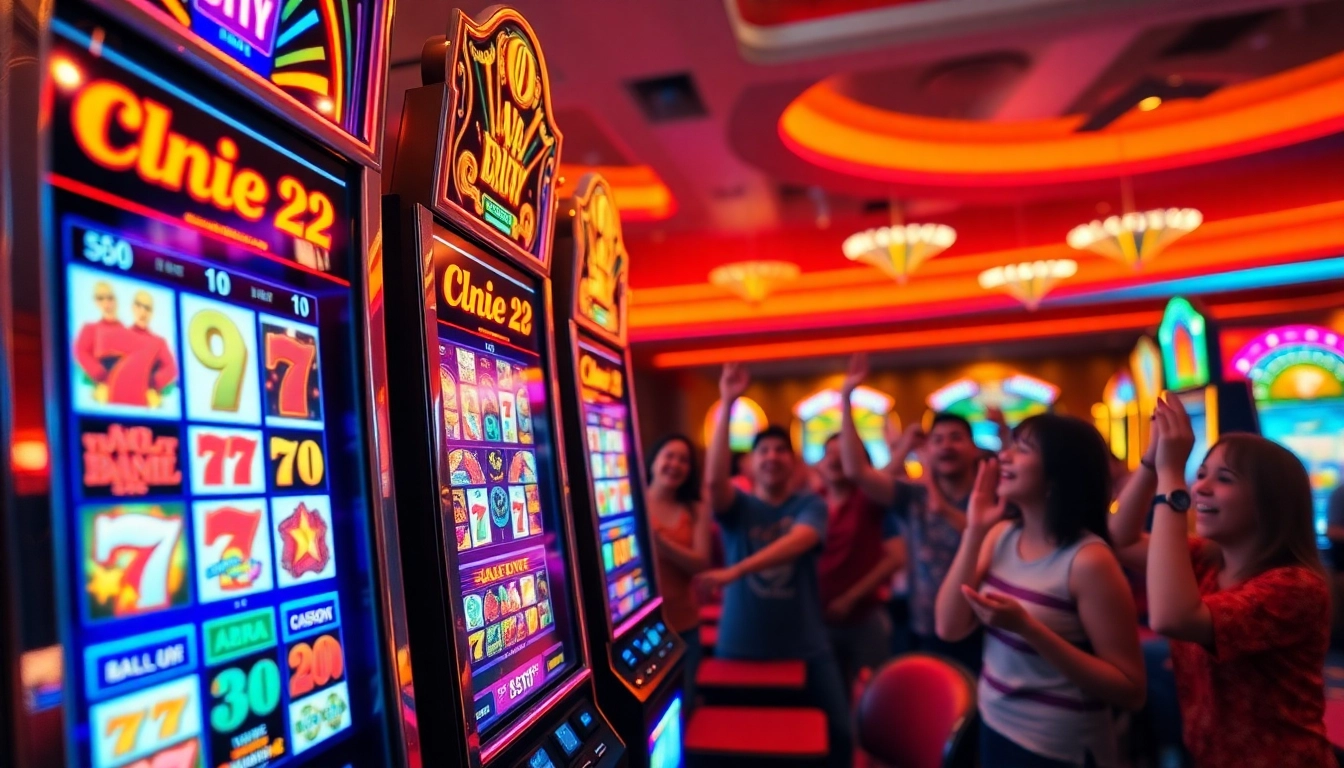 Slot yang menarik menarik perhatian pemain di kasino yang cerah.
