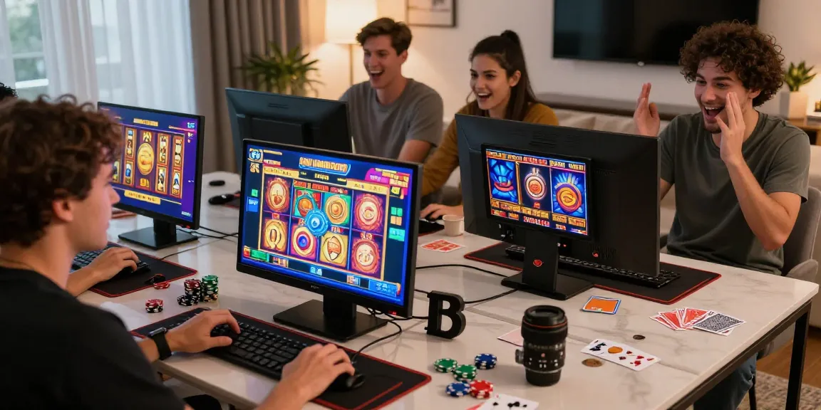 Pengalaman bermain slot depo 10k dengan para pemain antusias dikelilingi suasana yang ceria dan perangkat modern.