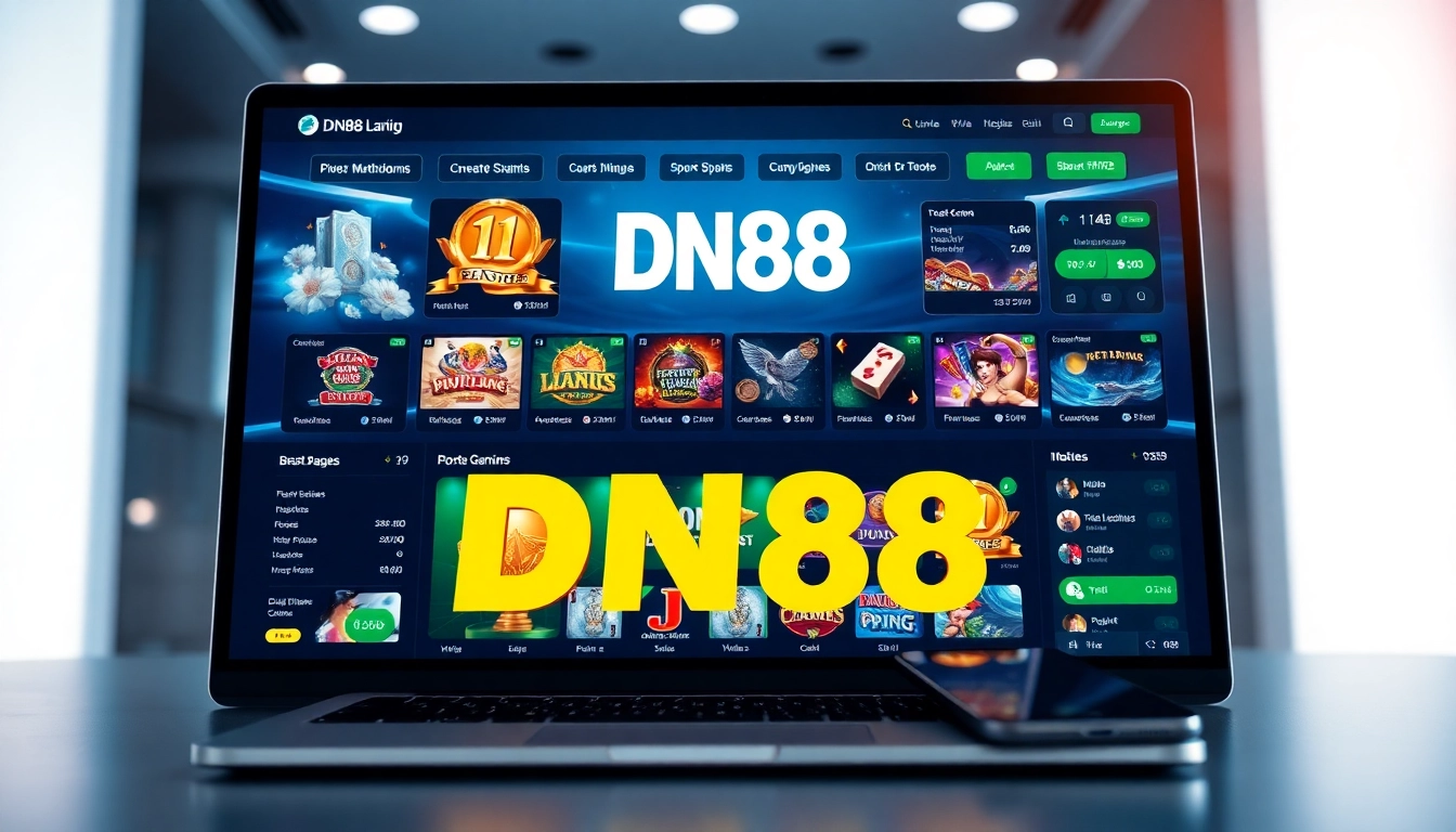 Experience the engaging DN88 online gambling platform interface with vibrant game displays.