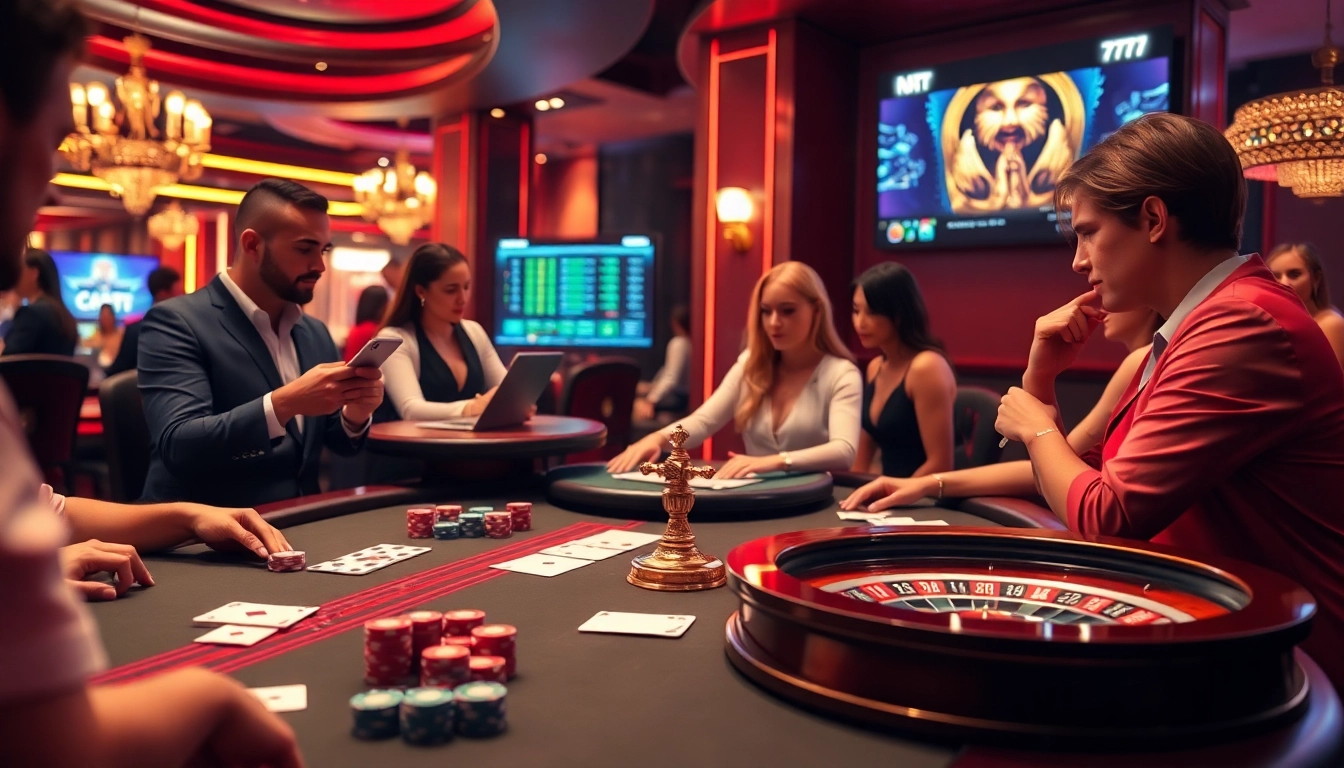 NA777 casino table with professional dealers engaging players in a dynamic gaming environment.