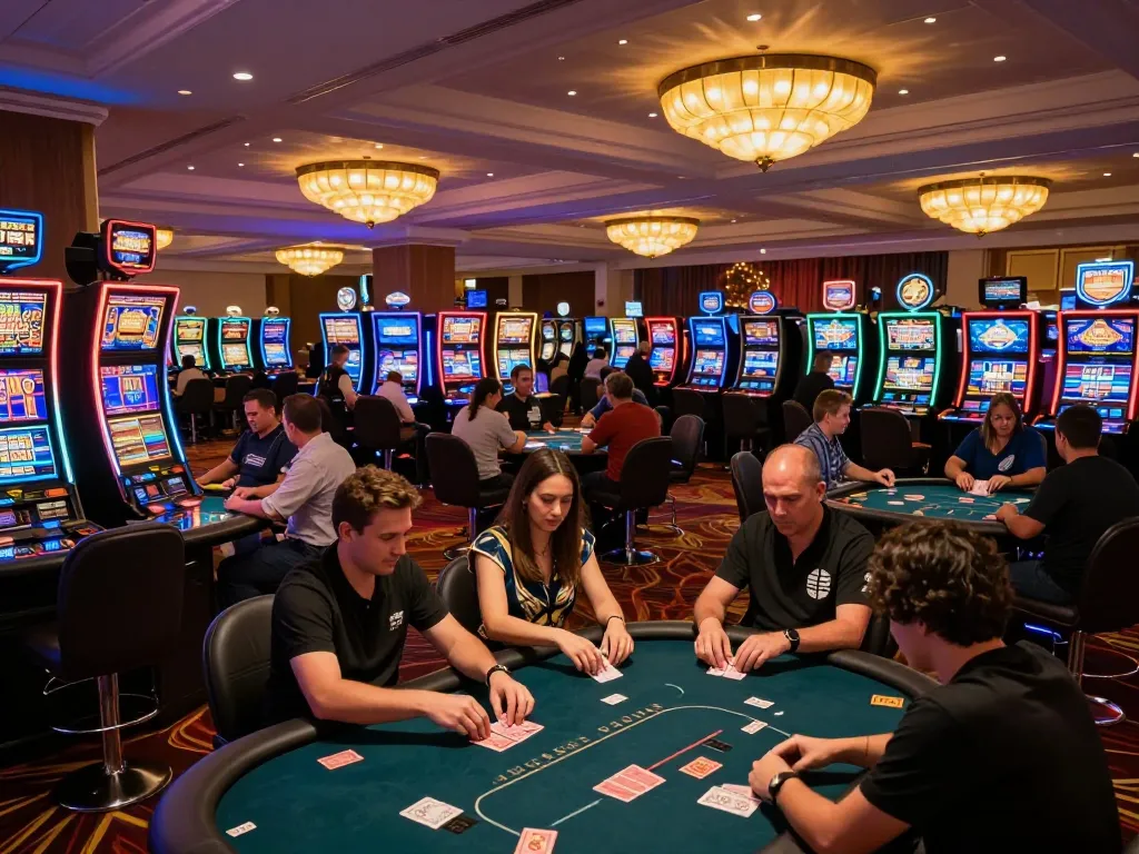 Experience exciting gameplay at https://mb66.golf/ with players engaged at vibrant casino tables.