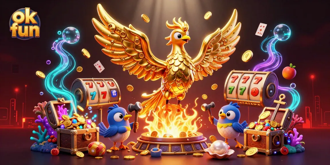 Experience the thrill of ok fun slots with dynamic casino elements and golden phoenix in an engaging scene.