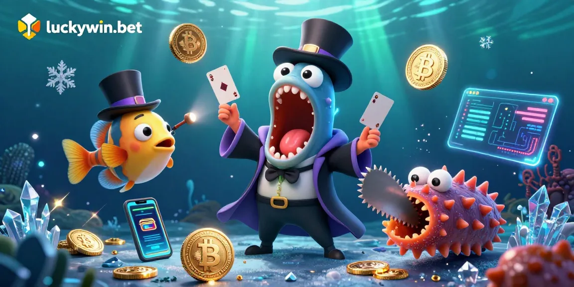Win big at luckywin-bet with fun magical sea creatures performing tricks in a vibrant underwater casino.