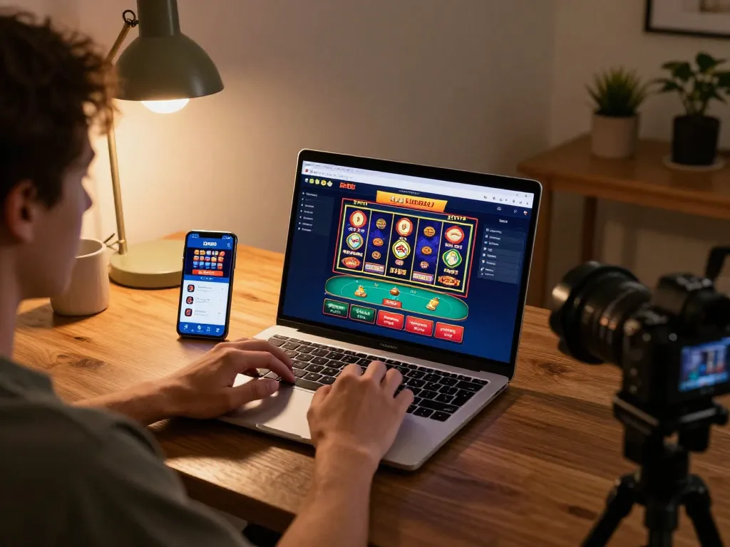 A player enjoying online gaming on DH88's platform, creating a strategic gambling environment at home.