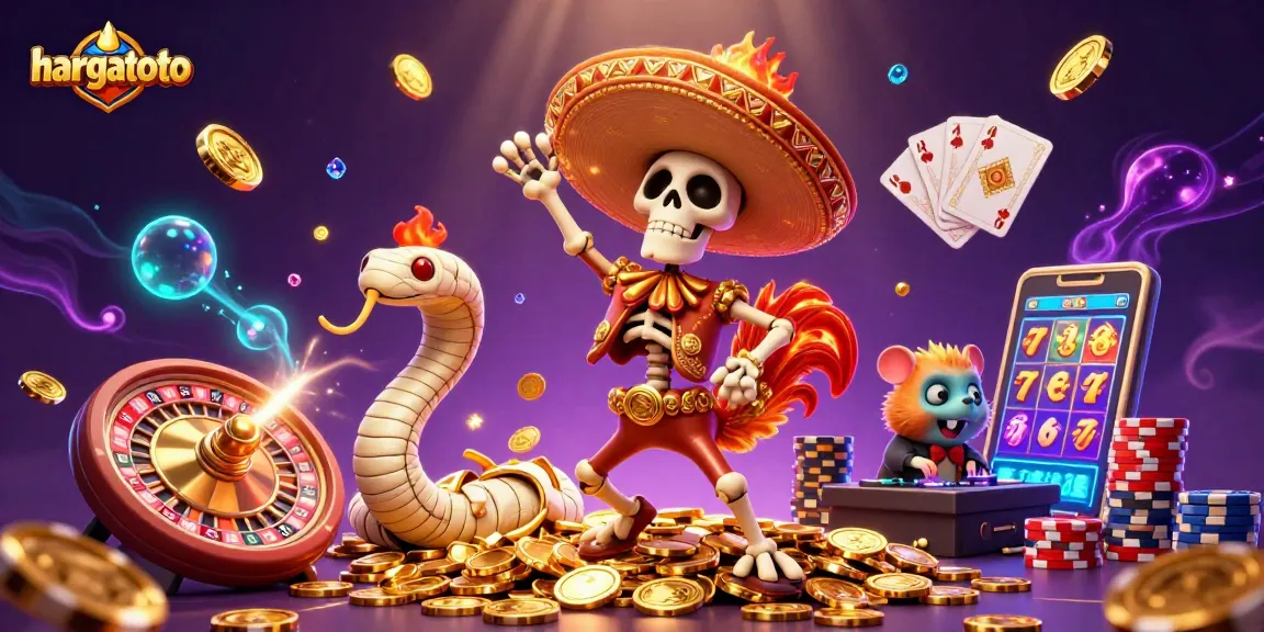 Experience the excitement of hargatoto with a vibrant 3D casino scene featuring dynamic characters and gaming elements.