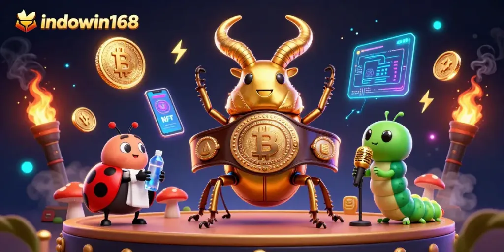 Engage with the thrilling indowin168 casino experience featuring vibrant characters and crypto elements.