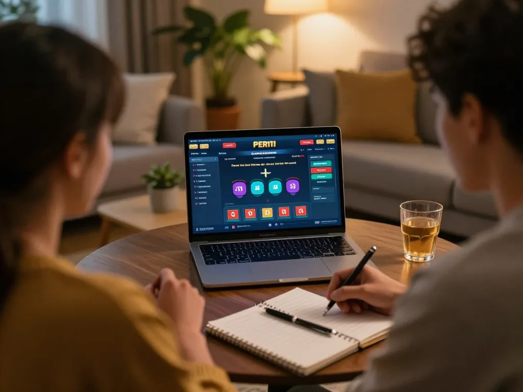 Player using PERI11 for online casino gaming, reflecting strategic approach and comfortable setting.