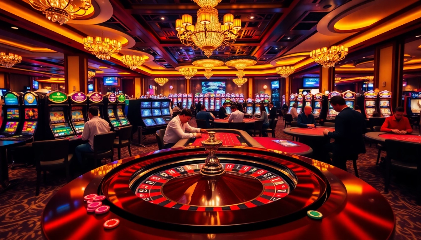 Players enjoying their time at SV66 bet with poker chips and a roulette table.