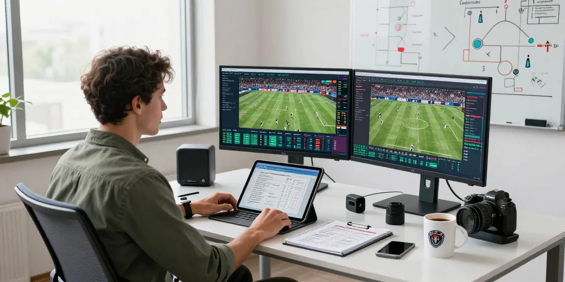 Sports analyst deeply engaged in jebolwd data analysis in a bright office.