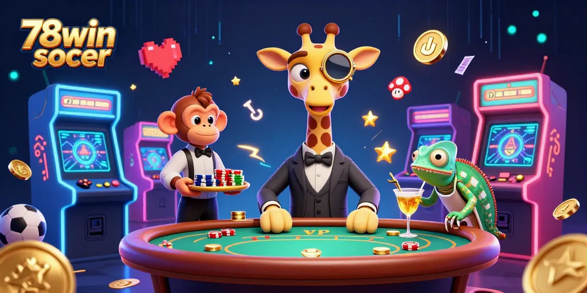 Visualize how 78win soccer elevates your betting experience with fun gaming characters, vibrant colors, and rich casino elements.