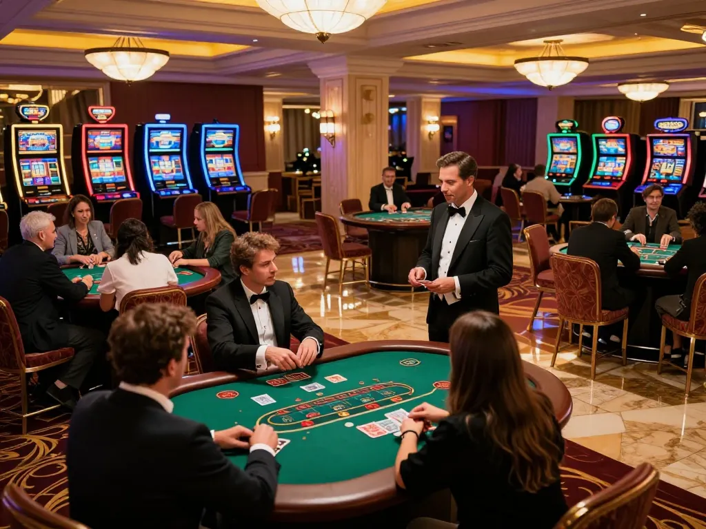 Dynamic gaming moment at https://gg88se.com/ featuring players engaged at blackjack tables in a luxurious casino setting.