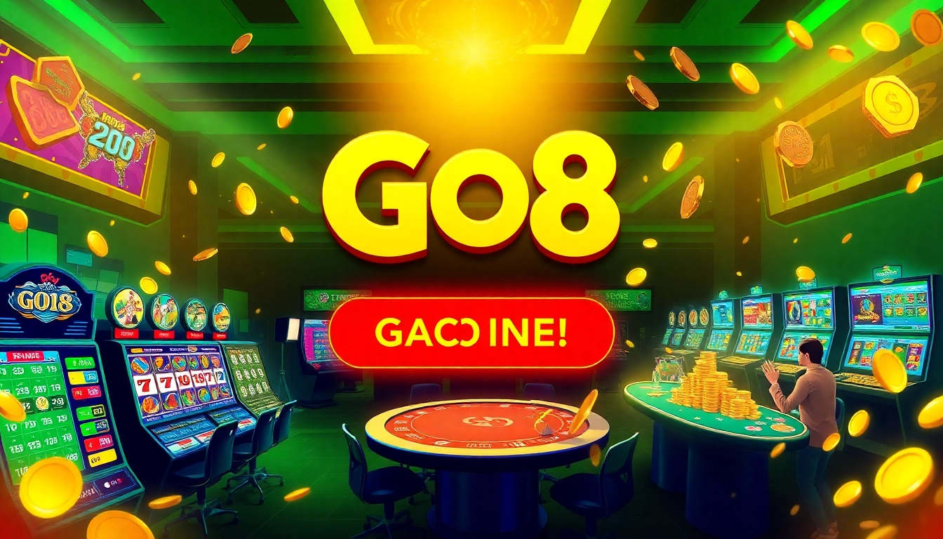 Exciting GO8 online gambling platform showcasing vibrant slot machines and thrilling gameplay moments.