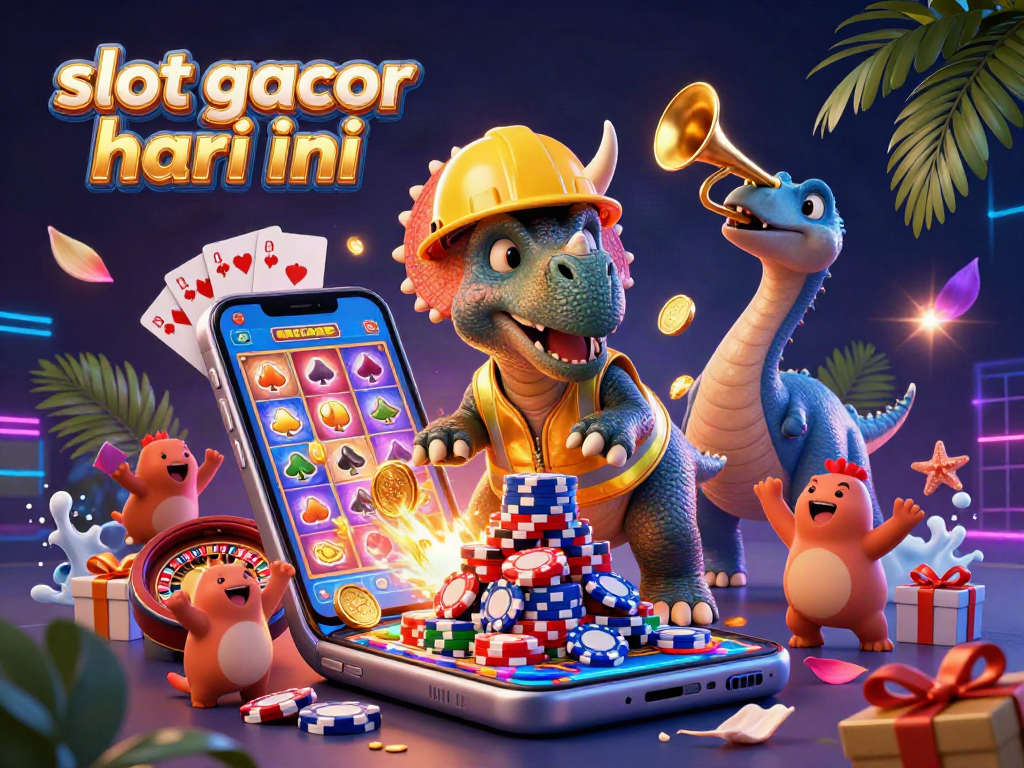 Engage in thrilling slot gacor hari ini action with our vibrant 3D gambling celebration illustration.