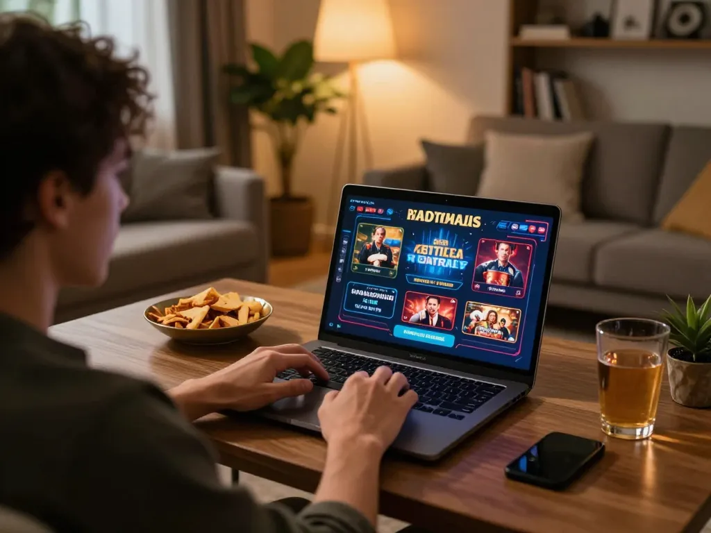 Engaging in exciting online gameplay at fatfishcantinagrill from a cozy home setting.