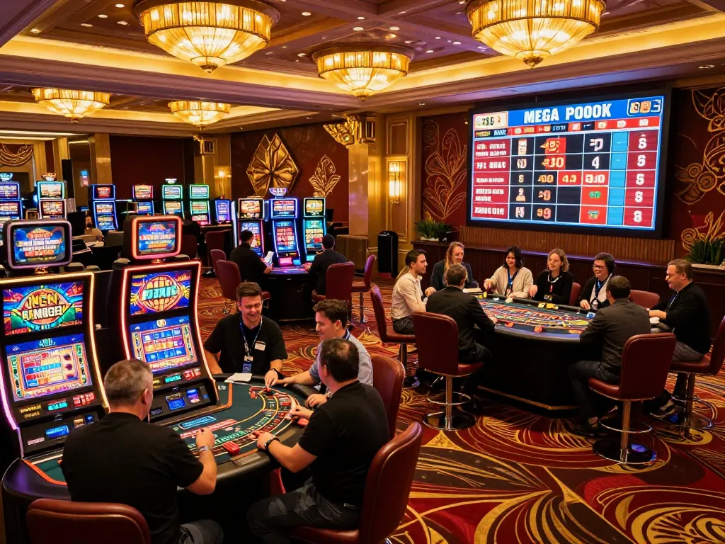 Menarik pemain di kasino yang berwarna-warni menampilkan permainan toto slot yang mengasyikkan dan jackpot mega.