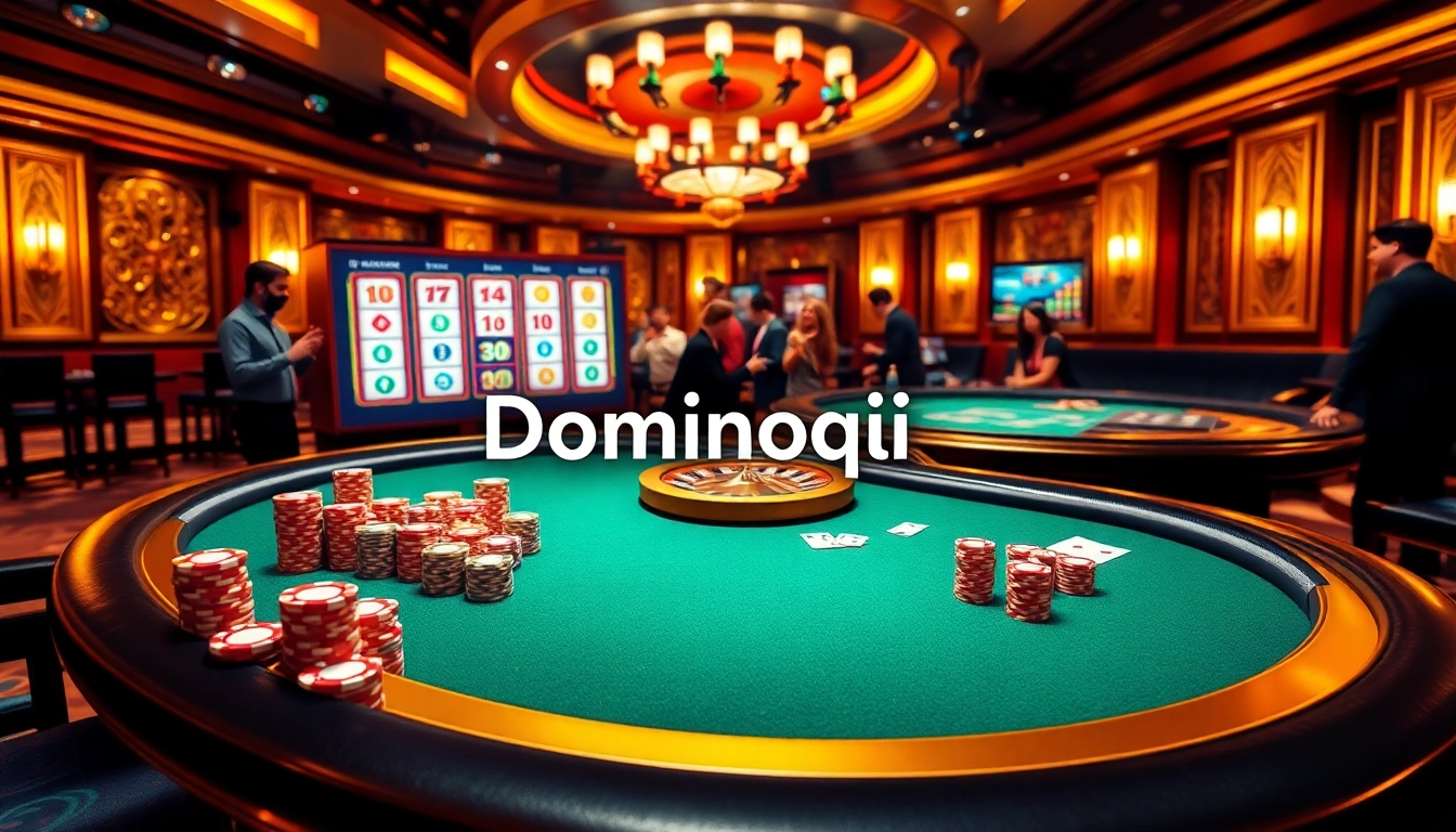 Experience the excitement of Dominoqiu with vibrant casino elements and engaging poker gameplay.