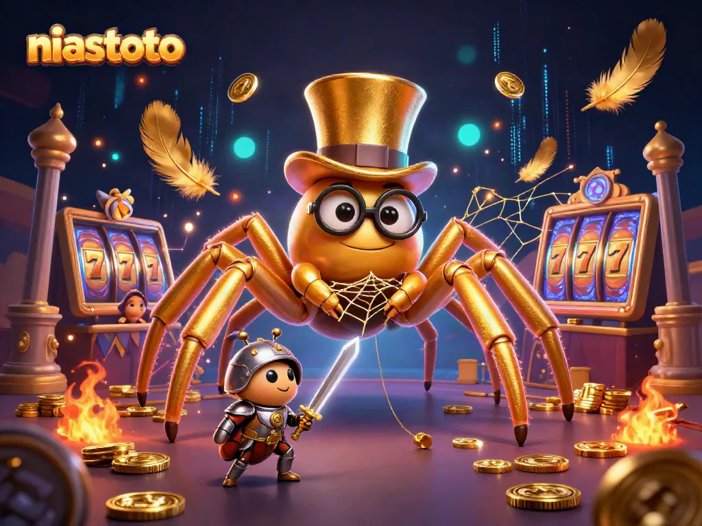 NIASTOTO menampilkan tarantula emas raksasa dan ksatria kecil dalam skenario perjudian yang seru.