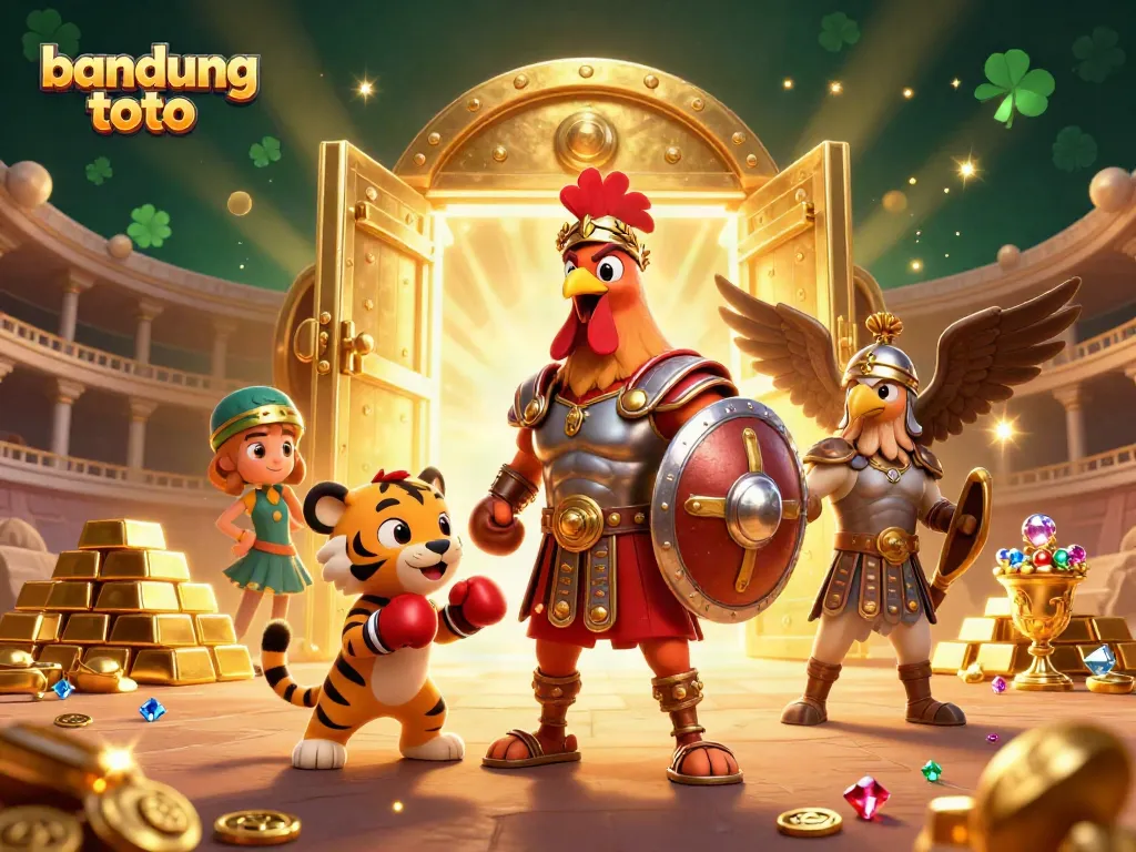 Engage in thrilling gaming with bandung toto, featuring a dynamic scene of excitement and treasures.