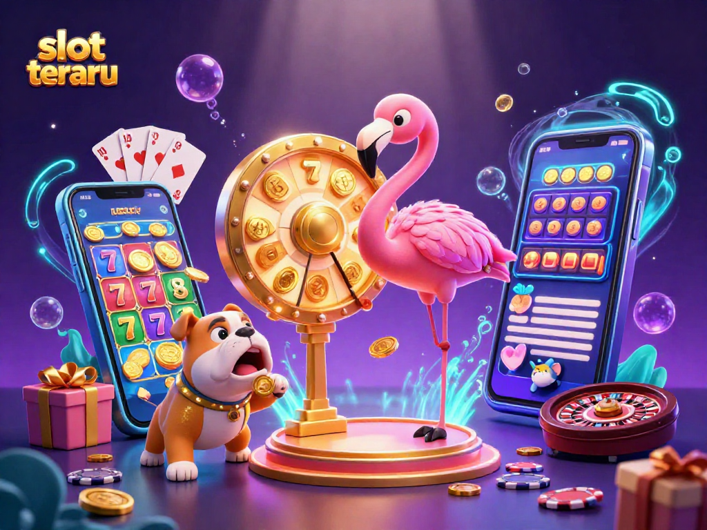 Spin the slot terbaru prize wheel with a virtual game show flair, featuring charming cartoon characters and sparkling casino elements.