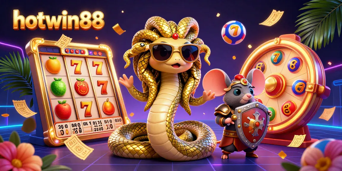 Engage in winning strategies at hotwin88 with this vibrant casino illustration showcasing lively slot game elements.