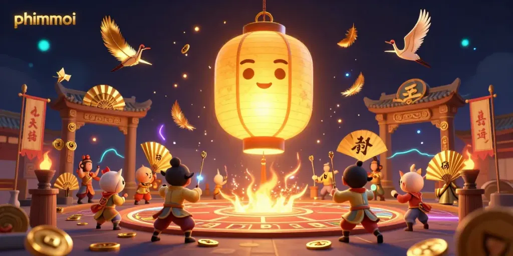 Engage in thrilling bets with phimmoi amidst golden lantern spirits and dazzling casino action.