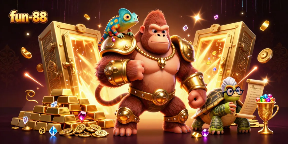 Engage with fun-88's vibrant casino world filled with treasures and strategic gaming elements.