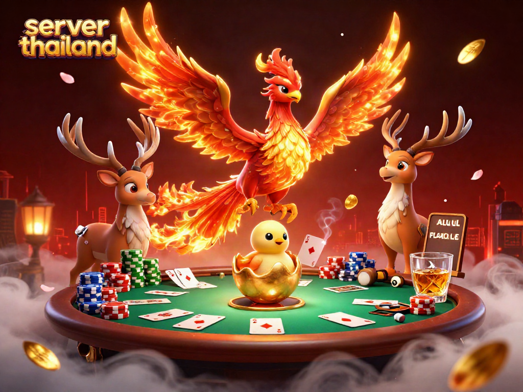 Experience high stakes gameplay with server thailand in a vibrant casino scene featuring poker elements.