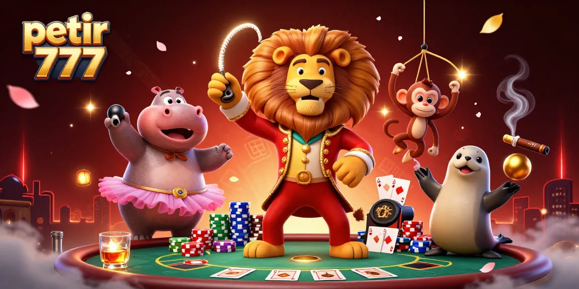 Experience thrilling gameplay with petir 777 in a vibrant casino scene featuring unique cartoon characters.