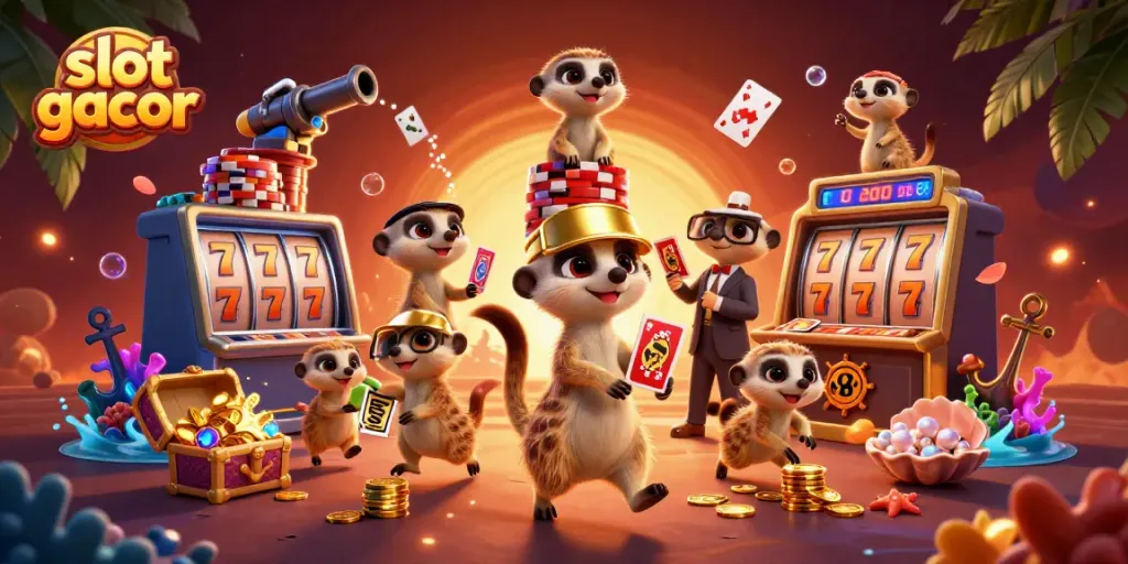 Menang jackpot di slot gacor yang meriah dengan karakter meerkat dalam kasino yang dikelola dengan ceria.