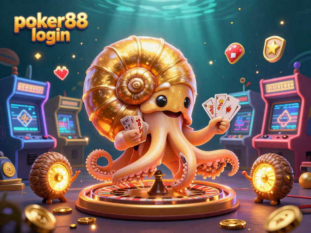 Experience poker88 login with a vibrant underwater scene showcasing a giant nautilus and glowing ammonites.