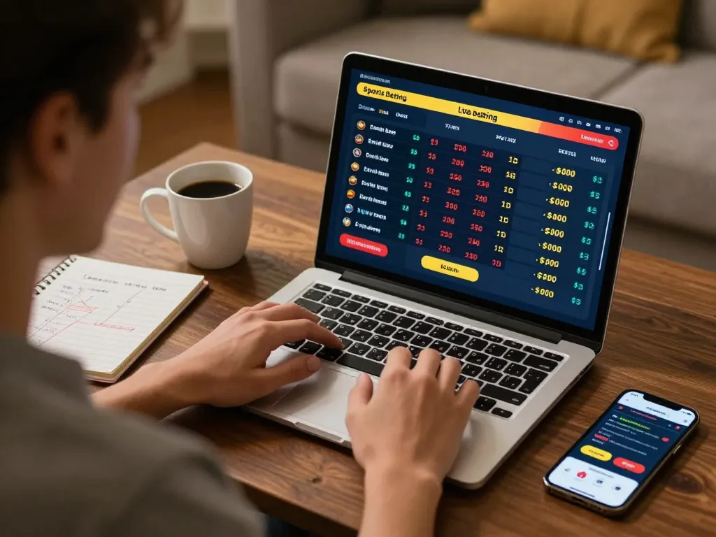 Experience the excitement of trang chủ 79king with a person engaged in sports betting at home.